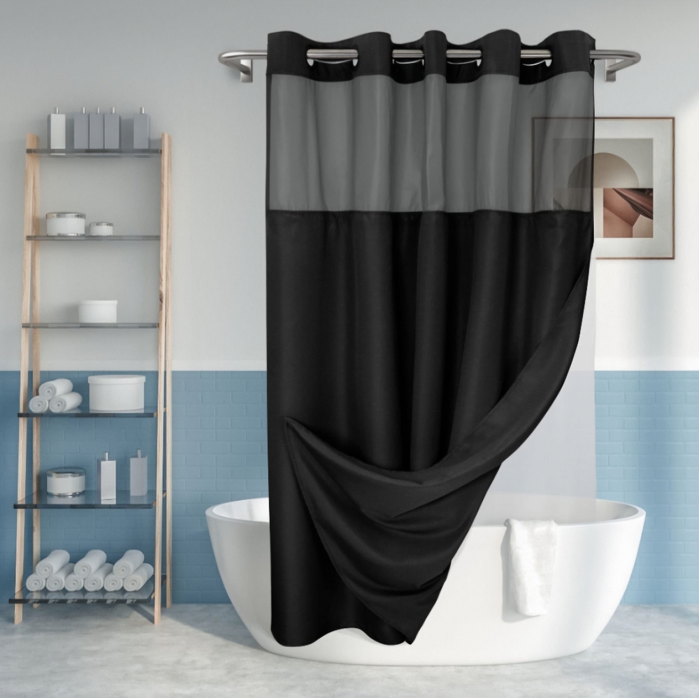 Refined Black and Gray Shower Curtain